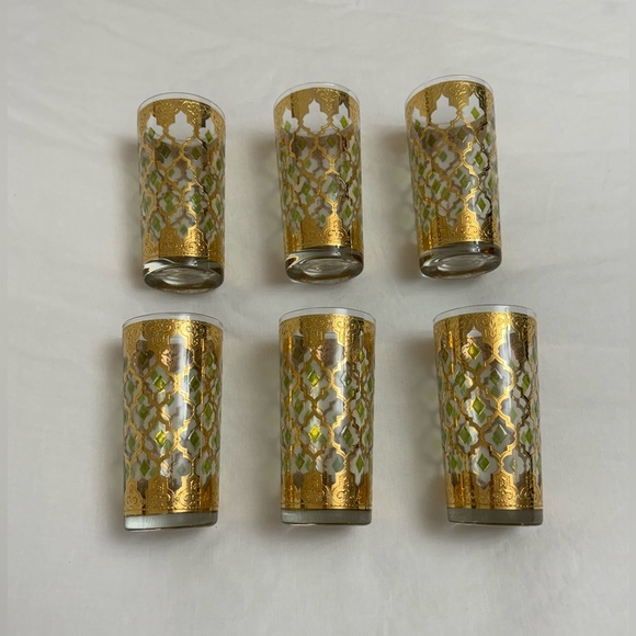 Culver Valencia Pattern Highball Glasses Vintage Barware 22K Gold 6 Glasses - Picture 14 of 16